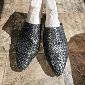 Marc Fisher Black Woven Mules Size 9.5